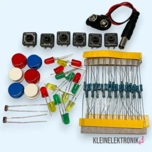 202504161752 Elektronik Basis-Komponenten Set – LEDs, Widerstände, Taster & Zubehör