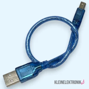USB-Kabel A auf B (Arduino-kompatibel) – 30 cm, transparent blau