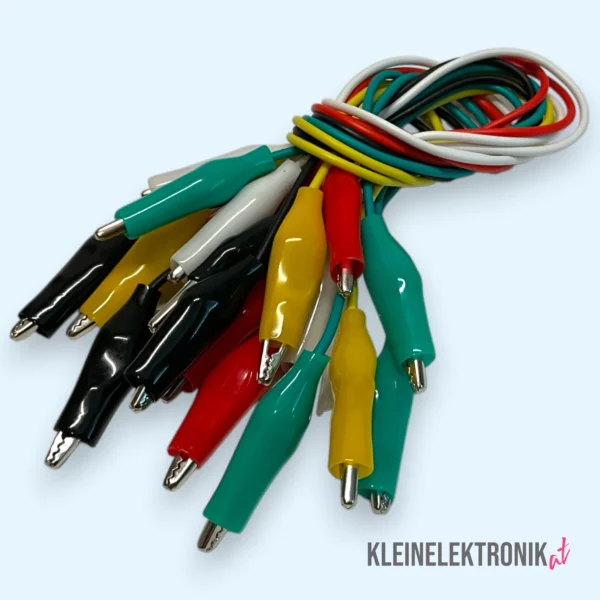 Krokodilklemmen Kabel Set 10 Stück – 30 cm, farbig isoliert für Elektronik & Prototyping