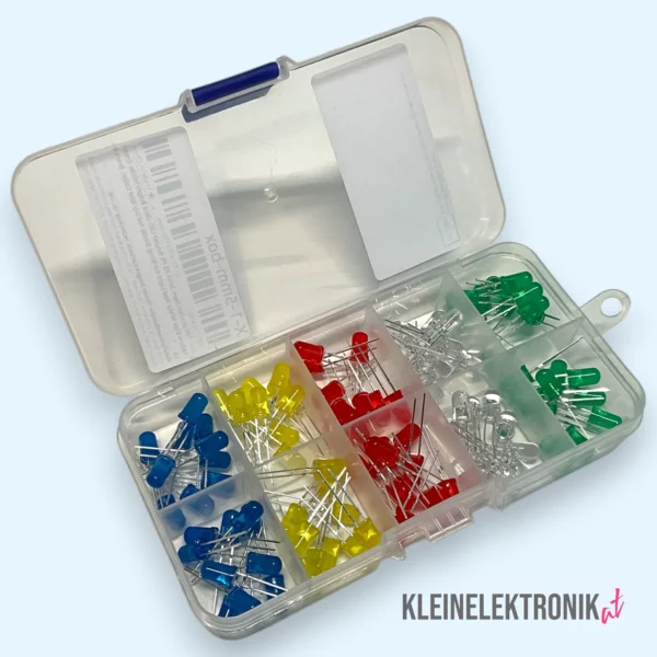 LED Sortiment 100 Stück – 3mm & 5mm Rund LEDs (F3/F5) in 5 Farben – ultrahell, 3V