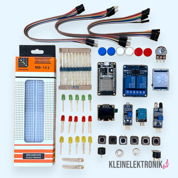 200073 Elektronik Starterkit mit ESP32-Modul – OLED, Sensoren, Breadboard & Zubehör – Ideal für Arduino & Maker