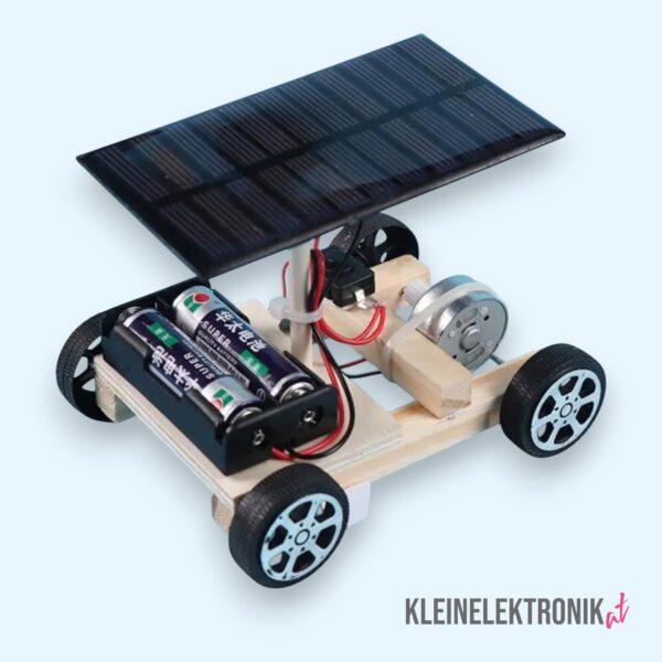 DIY Solar Auto Bausatz – Hybrid-Antrieb mit Solarpanel & Batterie, Lernspielzeug aus Holz
