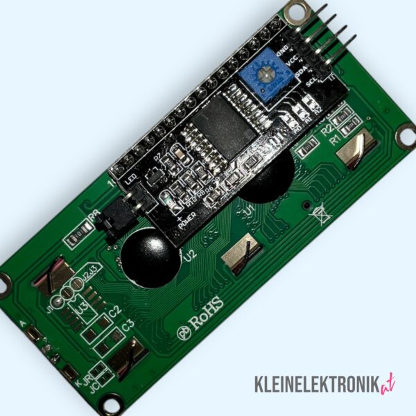 LCD 1602 Display (16x2 Zeichen) mit I2C Modul, grüner Hintergrund, für Arduino