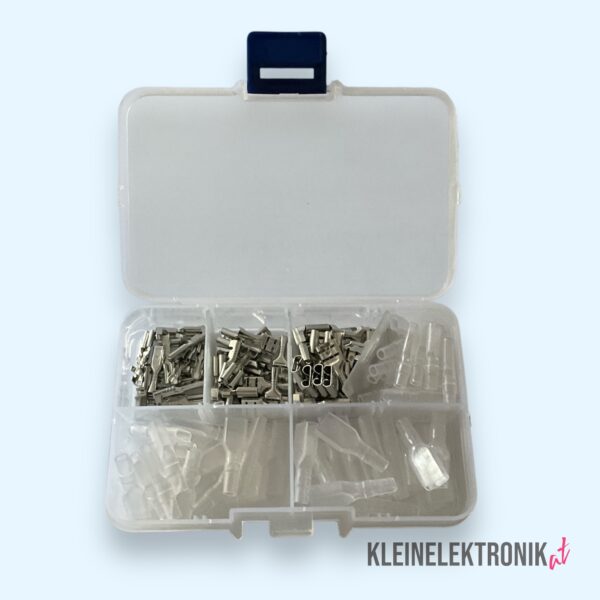 Flachstecker Kabelschuhe Sortiment 120-tlg. (2,8/4,8/6,3mm) mit Isolierhülsen in Sortimentsbox